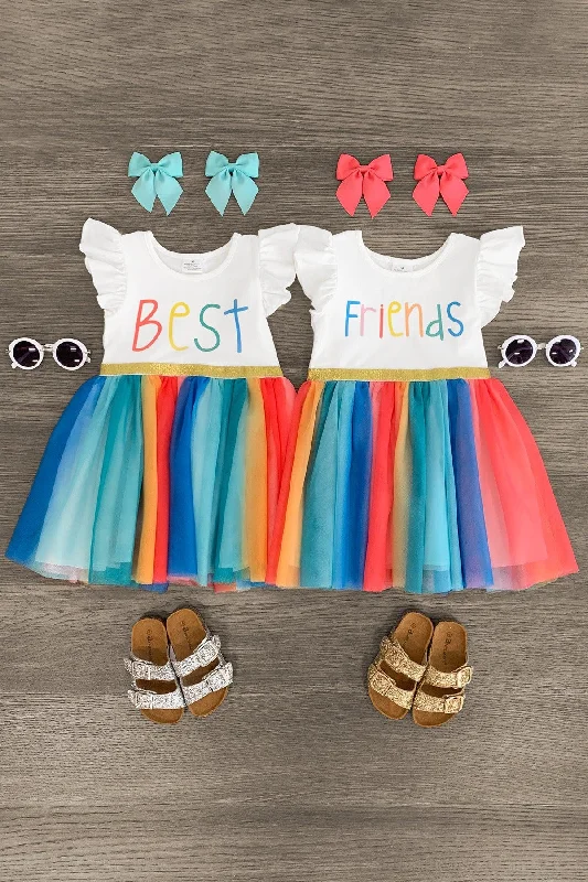 "Best Friends" Glitter Rainbow Tutu Dress