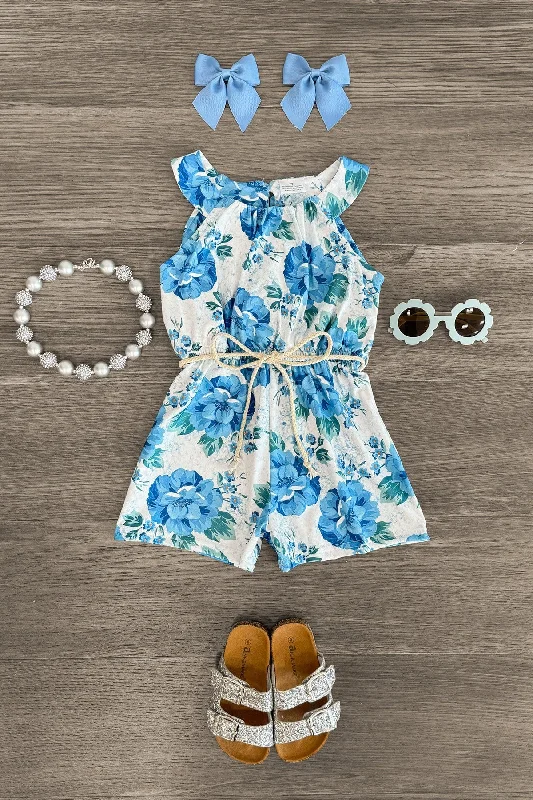 Blue Floral Romper