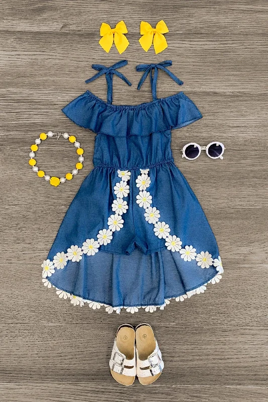 Denim & Daisy Cold Shoulder Skirted Romper