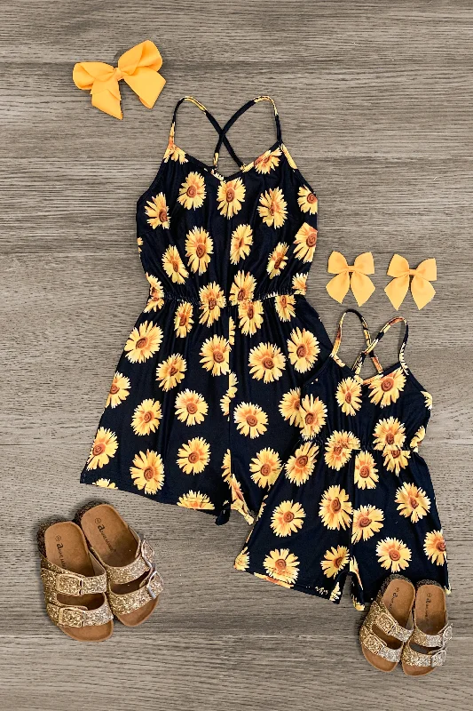 Mom & Me - Black Sunflower Romper