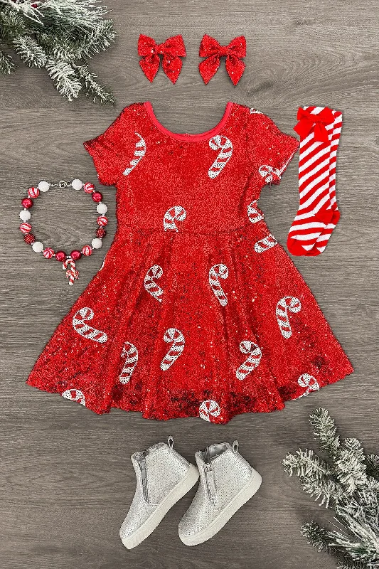 Red Sequin Candy Cane Dress