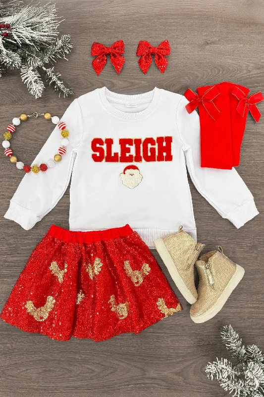 "Sleigh" Red Sequin Skirt Set