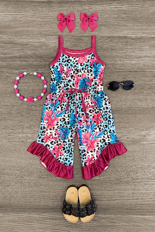 Tropical Floral Cheetah Romper