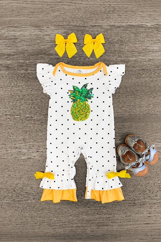 Yellow Pineapple Polka Dot Romper