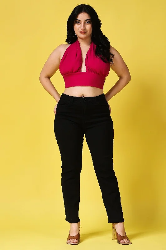 Magenta Pink Multiway Tie Crop Top