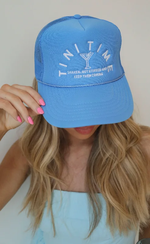 friday + saturday: tini time trucker hat - blue