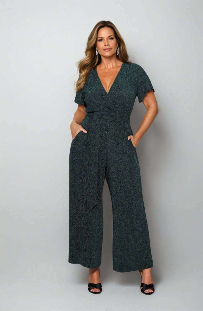 Helena Cap Sleeve Jumpsuit Emerald