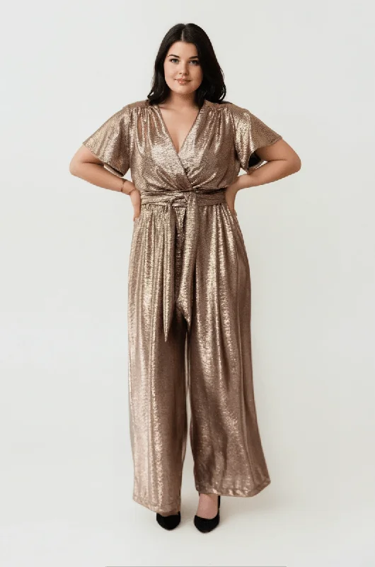 Helena Cap Sleeve Jumpsuit Gold