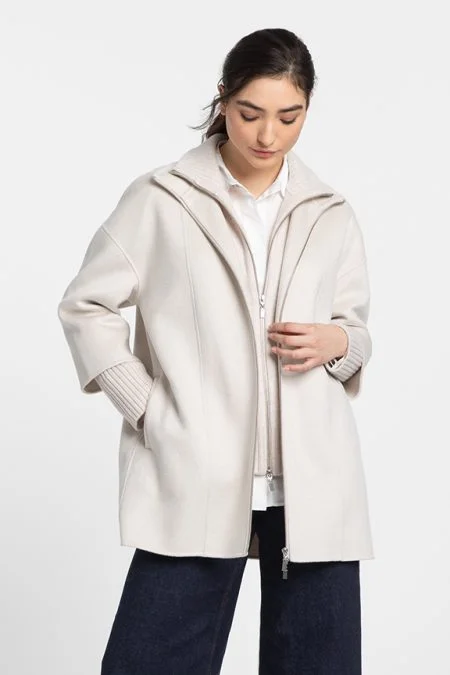 Kinross Cashmere Knit Insert Zip Mock Coat