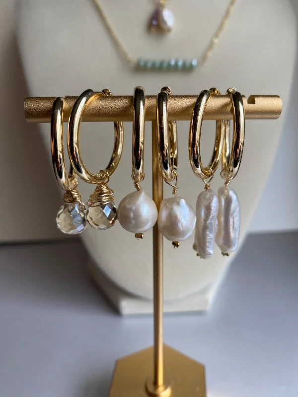 Pearl and Teardrop Crystal Bead Earrings