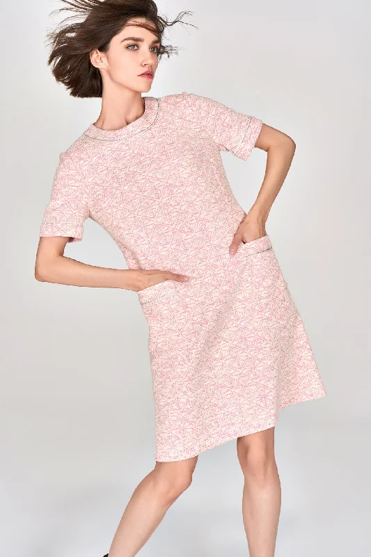 Digitized Pink Tweed Dress