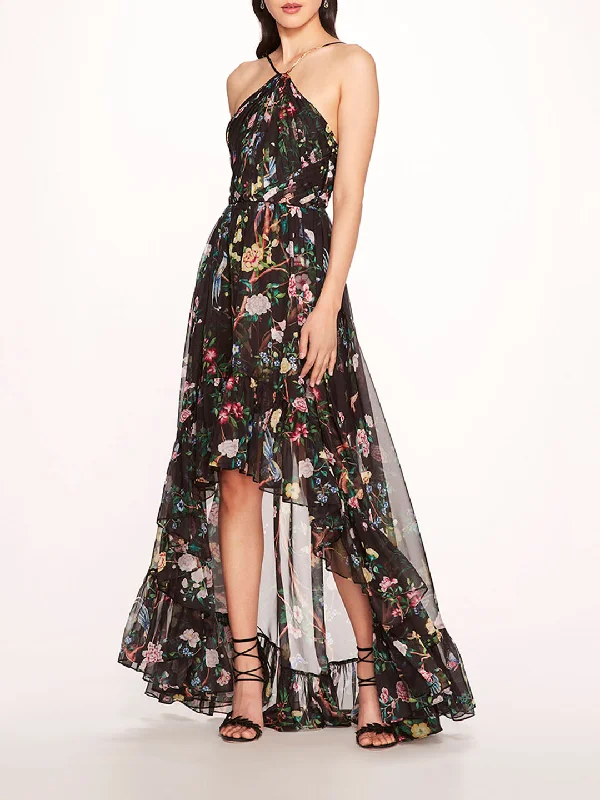 Flowering Halter High-Low Gown