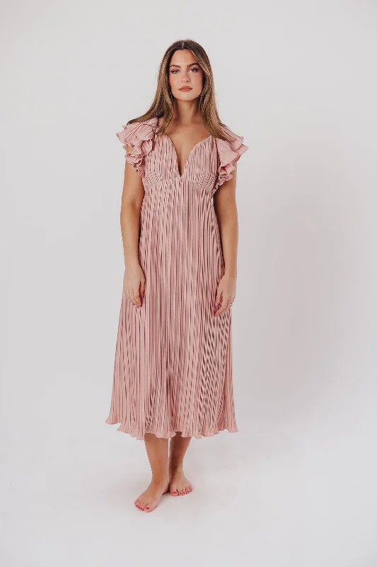 Lucky Charm Midi Dress in Tea Rose - Bump Friendly & Inclusive Sizing (S-3XL)