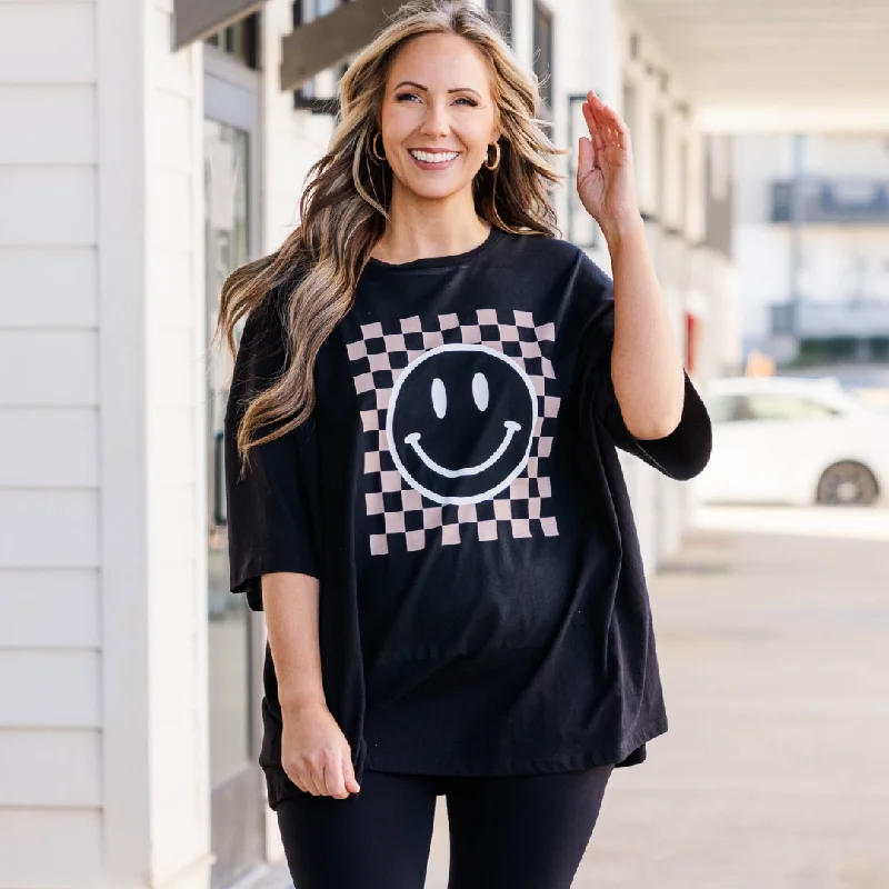 Only Smiles Boyfriend Tee, Black