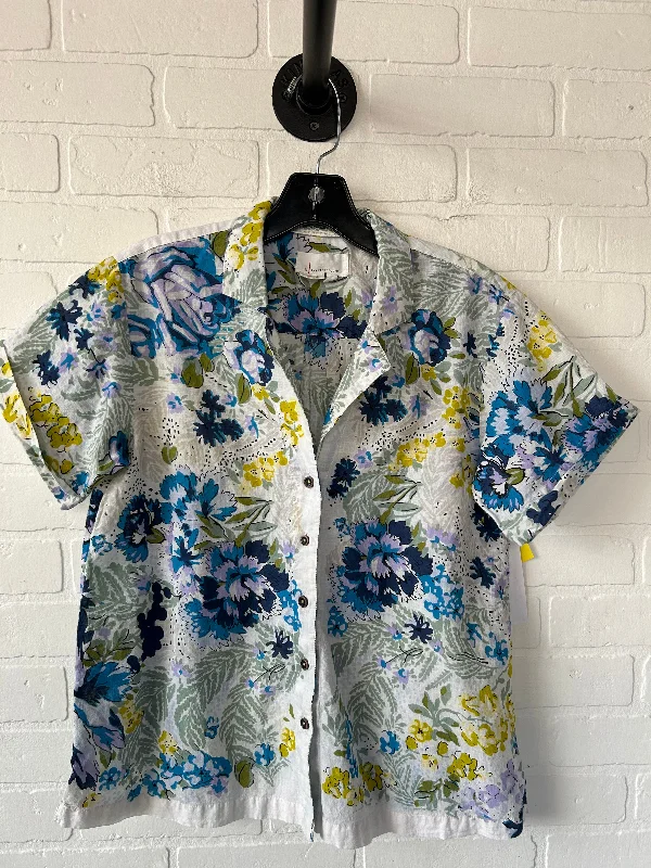 Top Short Sleeve By Anthropologie In Floral Print, Size: S