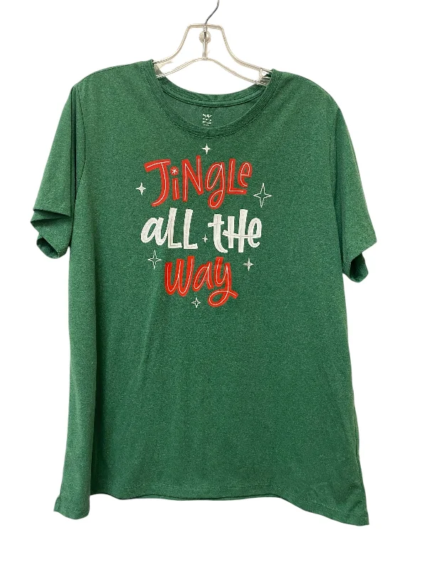 Top Short Sleeve By Holiday Time In Green, Size: Xl