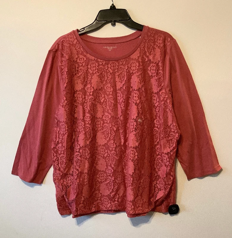 Top Short Sleeve By Laura Scott In Pink, Size: Xxl