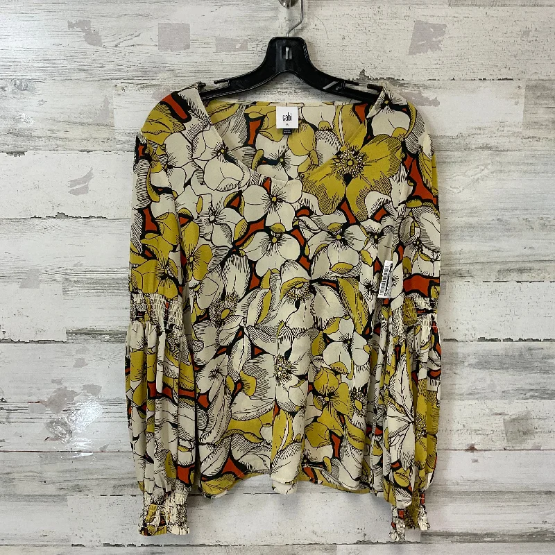 Blouse Long Sleeve By Cabi In Yellow, Size: M