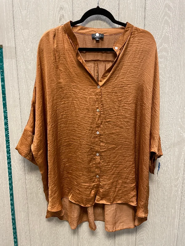 Blouse Short Sleeve By Gigio In Brown, Size: M