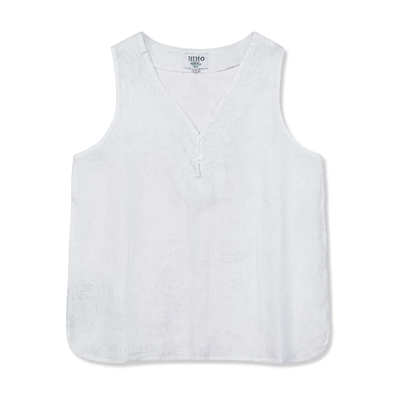 Sleeveless Linen Top - White