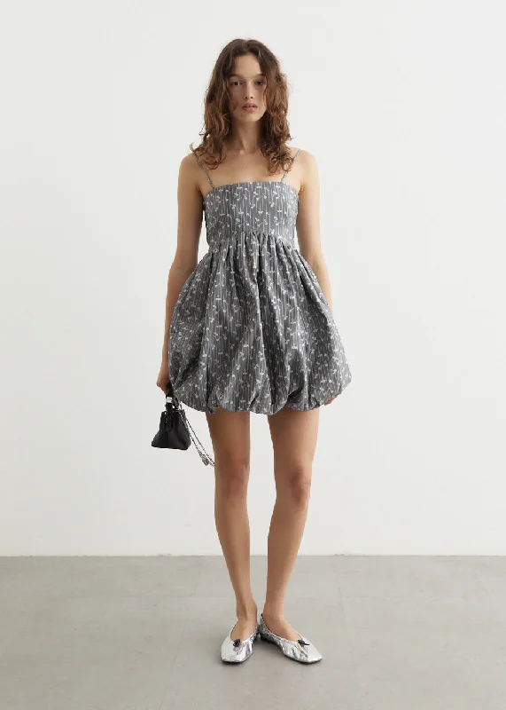 Acetate Jacquard Strap Mini Dress