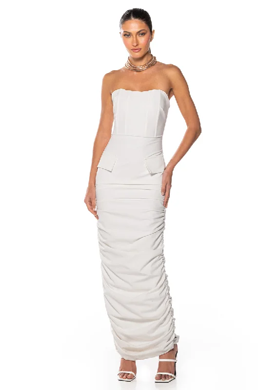 ASH STRAPLESS CARGO MAXI DRESS