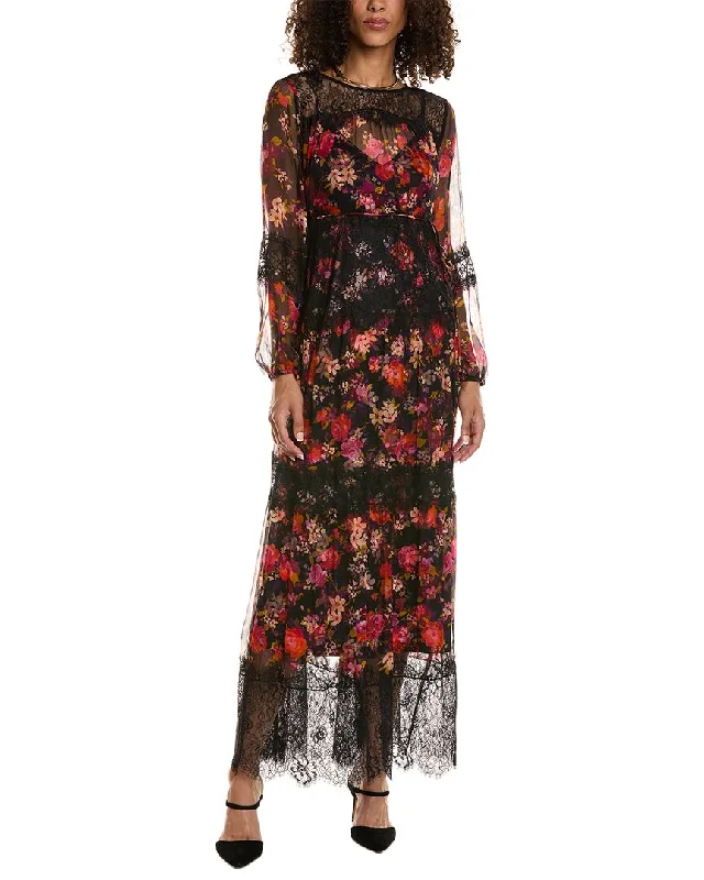 Johnny Was Ellie Lace Tiered Silk Maxi Dress