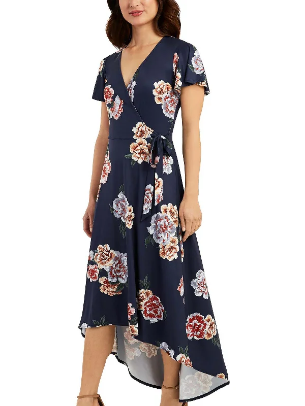 Juniors Womens Hi-Low Floral Midi Dress