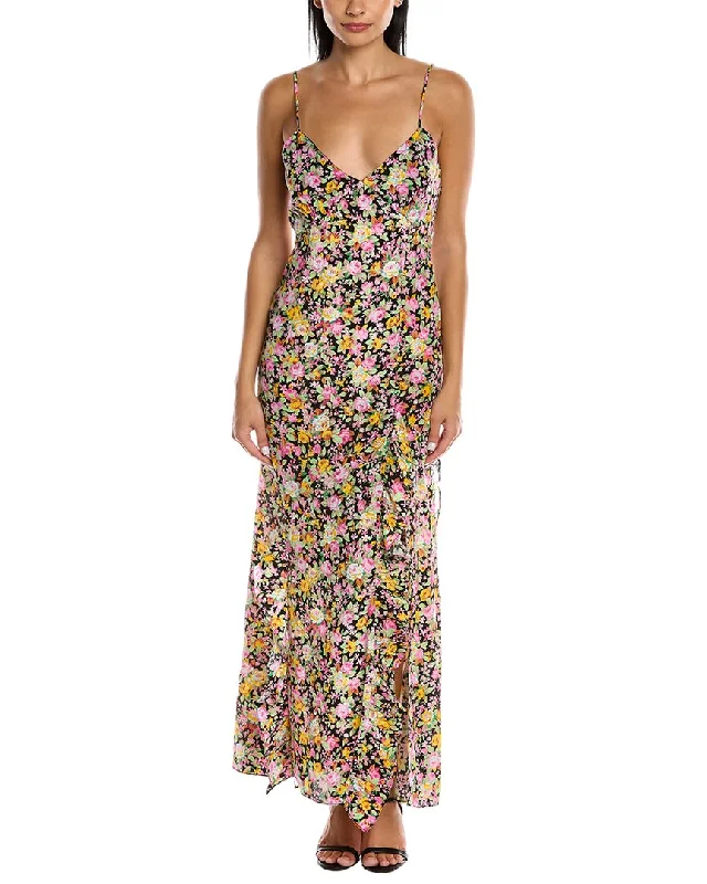 Les Reveries Ruffle Cami Silk Maxi Dress