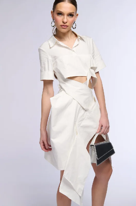 RIRI CUT OUT POPLIN MIDI DRESS