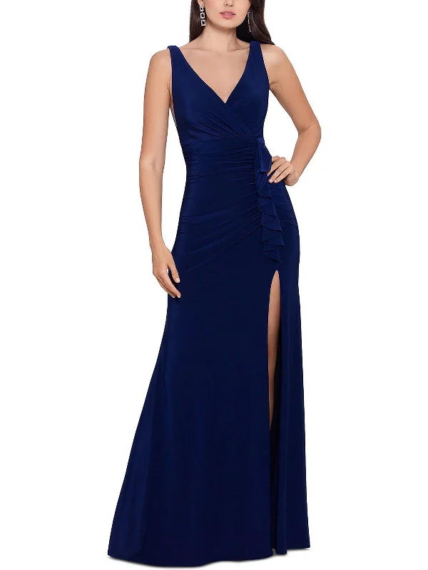 Womens Front Slit Maxi Evening Dress