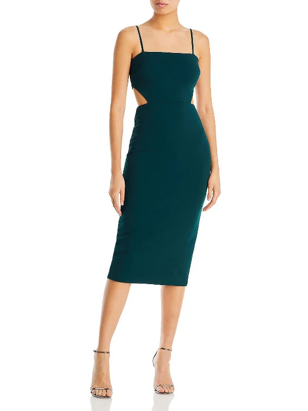 Womens Side Cut-Out Mid-Calf Midi Dress