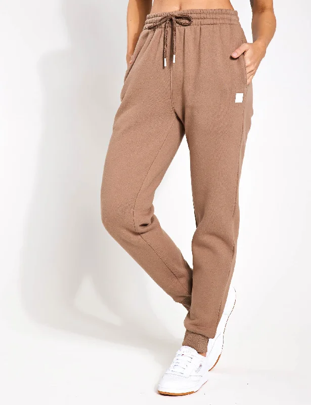 Millie Slim Fleece Track Pant - Taupe