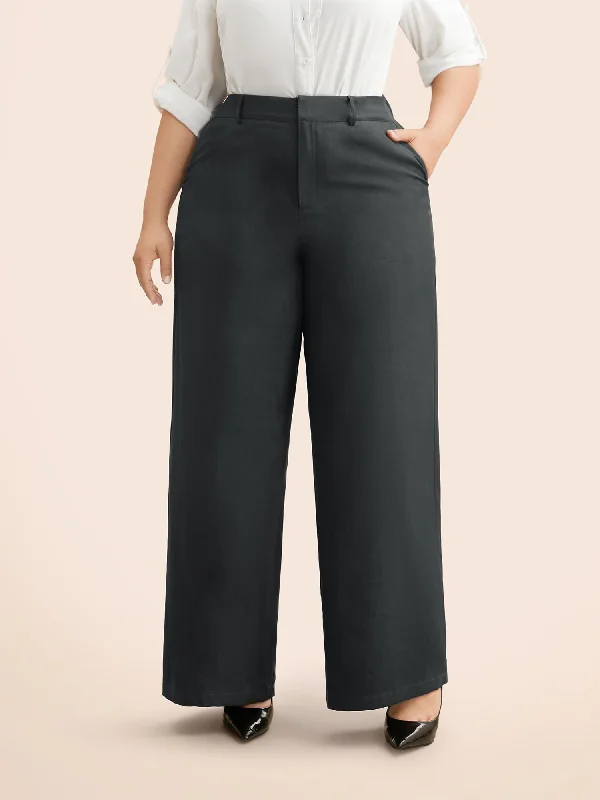 Mid Rise Textured Wide Leg Pants