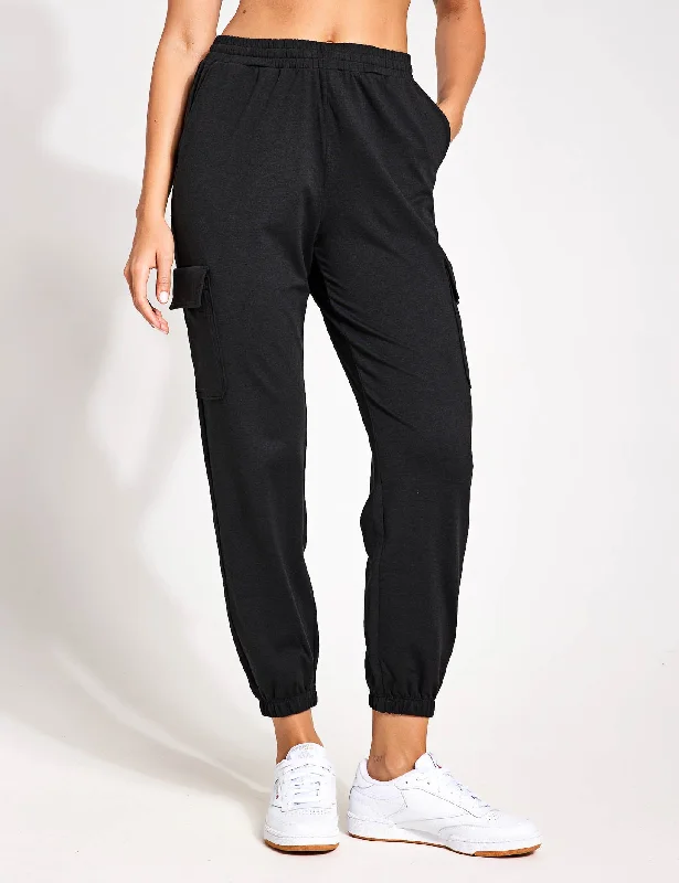 Boyfriend Cargo Jogger - Black Heather