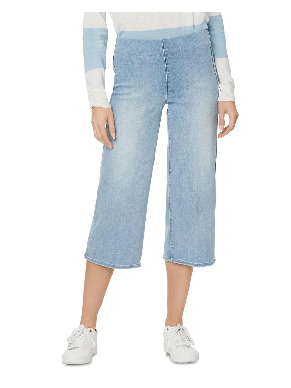 Womens Denim Wide Leg Capri Jeans