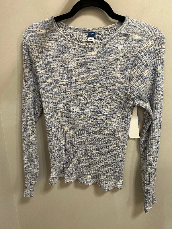 Top Long Sleeve Basic By Old Navy In Blue & White, Size: L