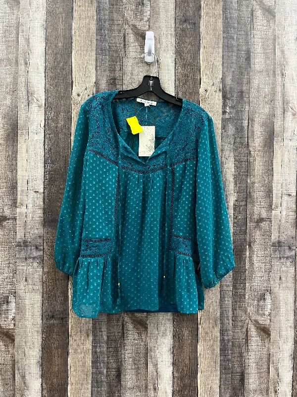 Top Long Sleeve By Black Rainn In Teal, Size: L