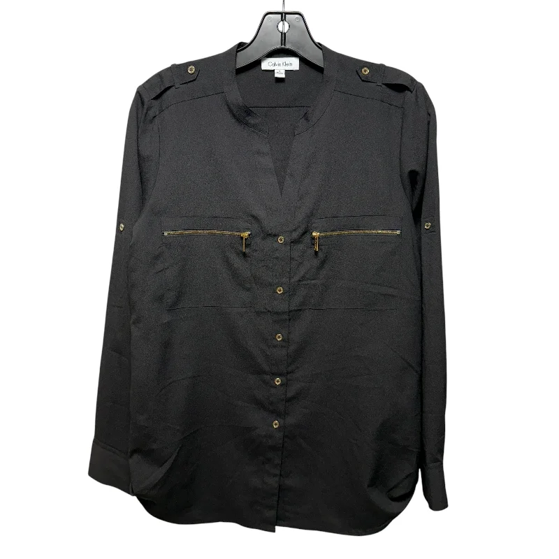 Top Long Sleeve By Calvin Klein In Black, Size: S