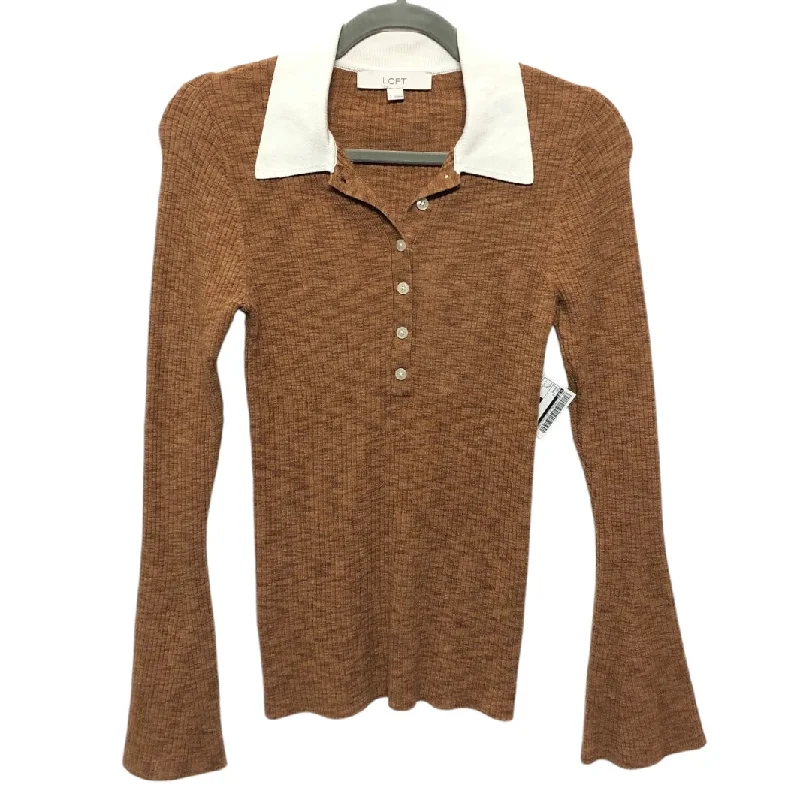 Top Long Sleeve By Loft In Brown, Size: S