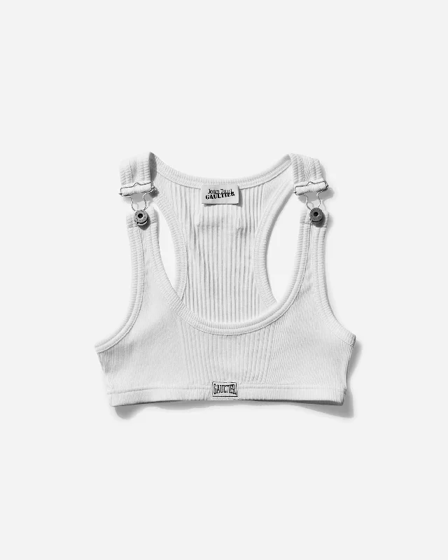 Women's Cropped Patch Tank Top White