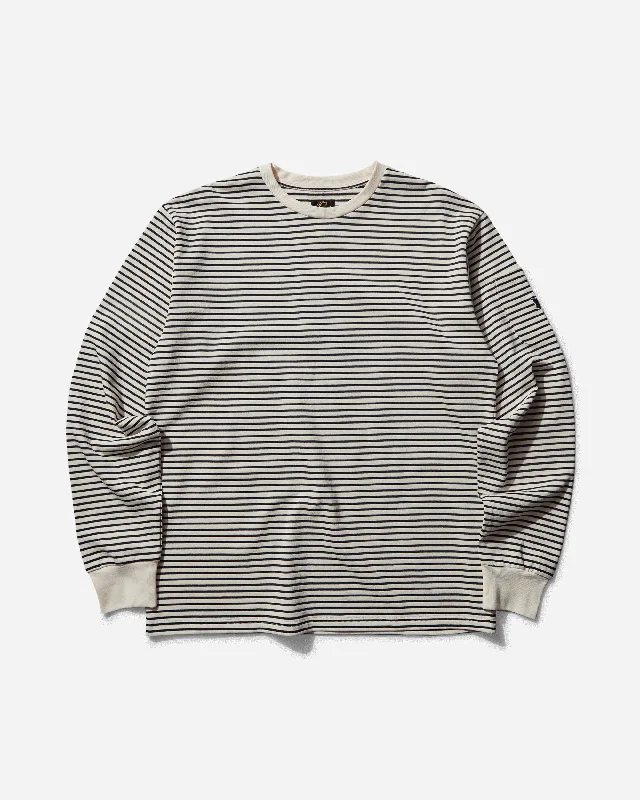 Men's Stripe Crewneck Longsleeve T-Shirt White / Navy