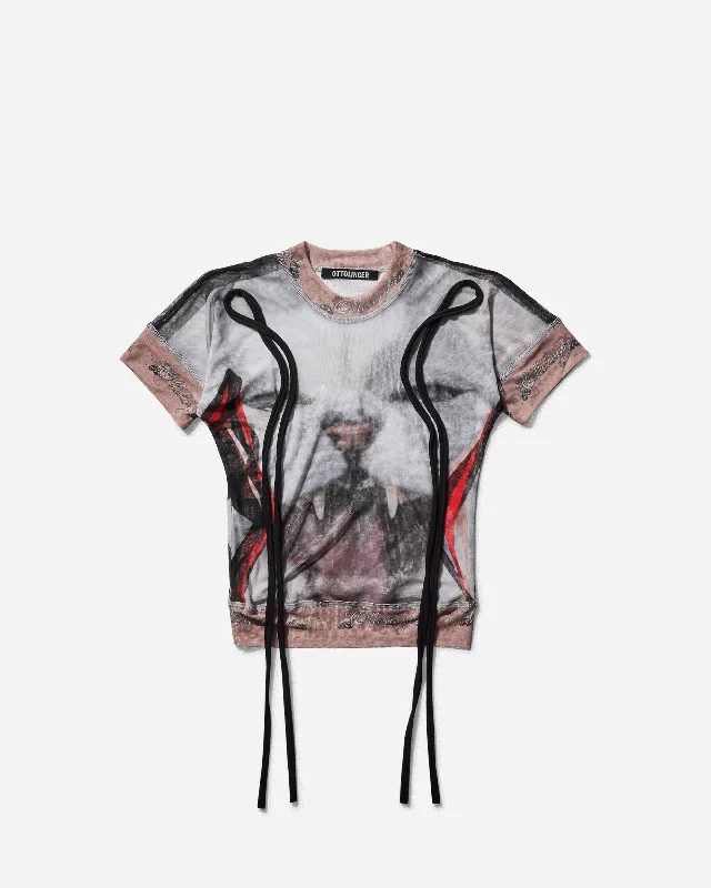 Women's Mesh T-Shirt Cat Print