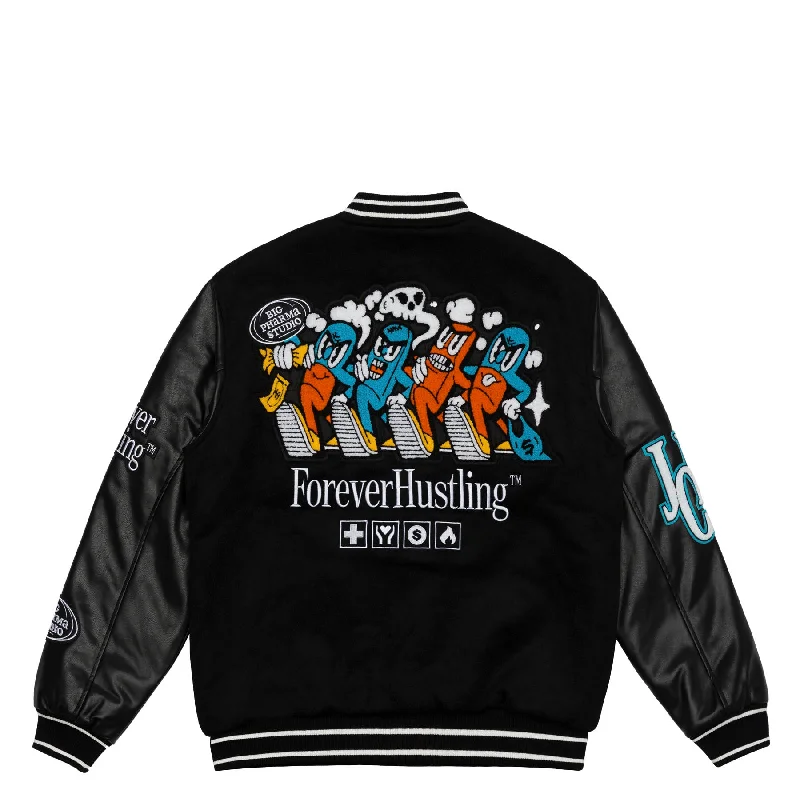 BIG PHARMA VARSITY JACKET - BLACK